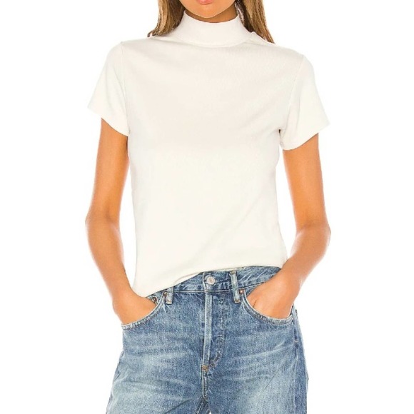 Agolde Tops - AGOLDE Mock Neck Tee Plaster